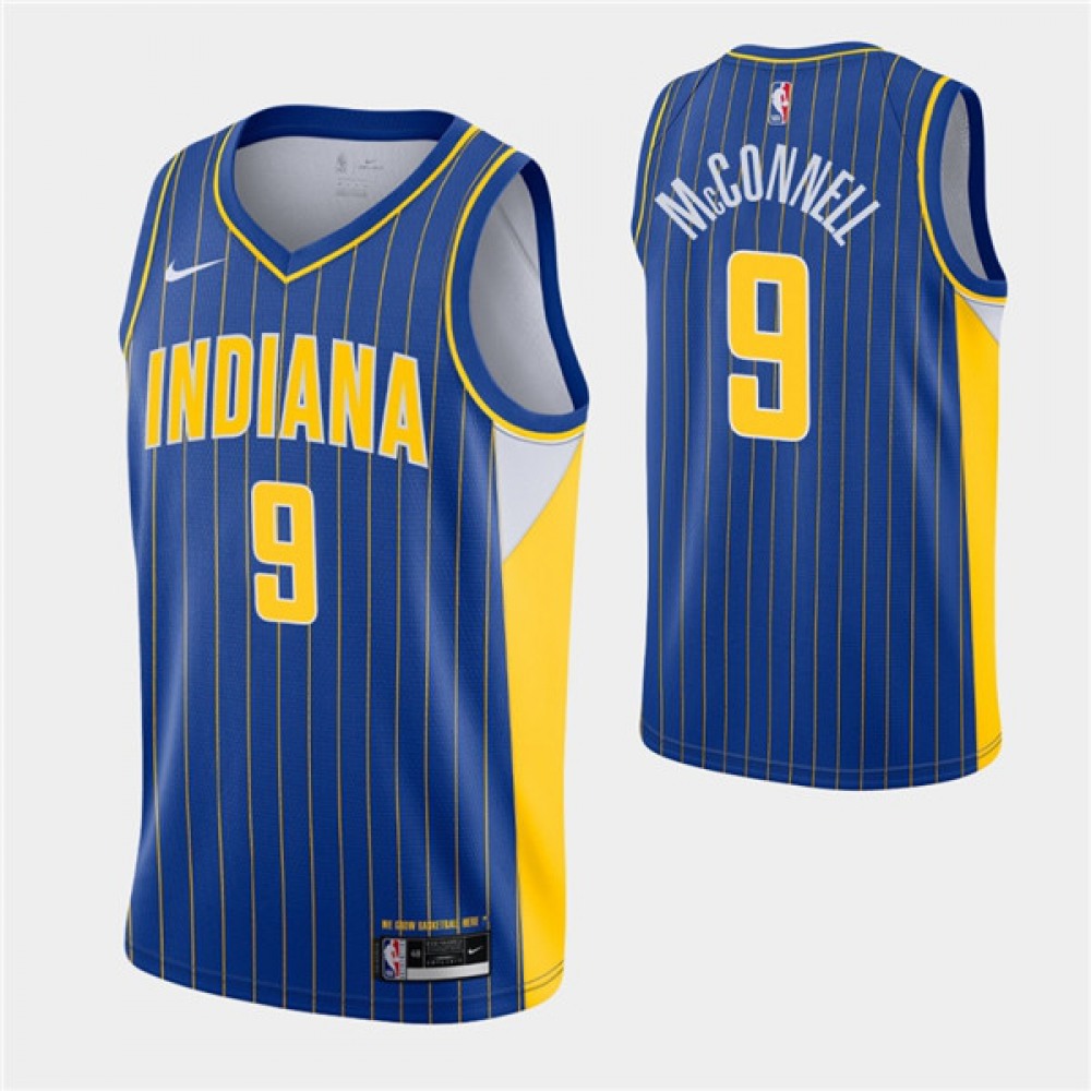 Men's Indiana Pacers #9 T.J. McConnell 2020-21 Royal City Edition Swingman Stitched Jersey 1