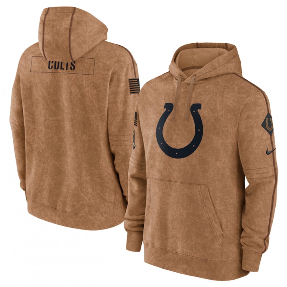 Men's Indianapolis Colts 2023 Brown Salute to Service Pullover Hoodie 1