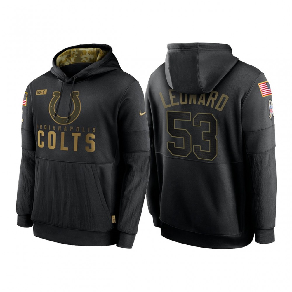Men's Indianapolis Colts #53 Darius Leonard 2020 Black Salute to Service Sideline Performance Pullover Hoodie 1