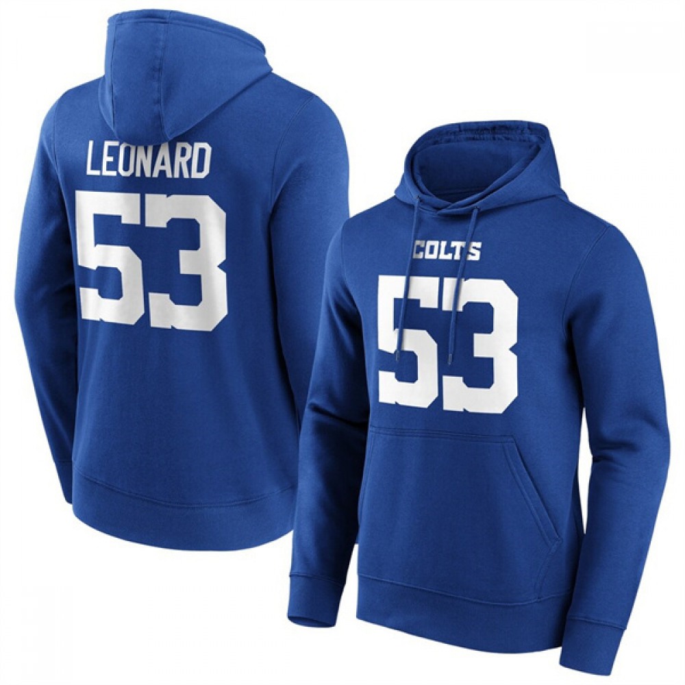 Men's Indianapolis Colts #53 Shaquille Leonard Blue Hoodie 1