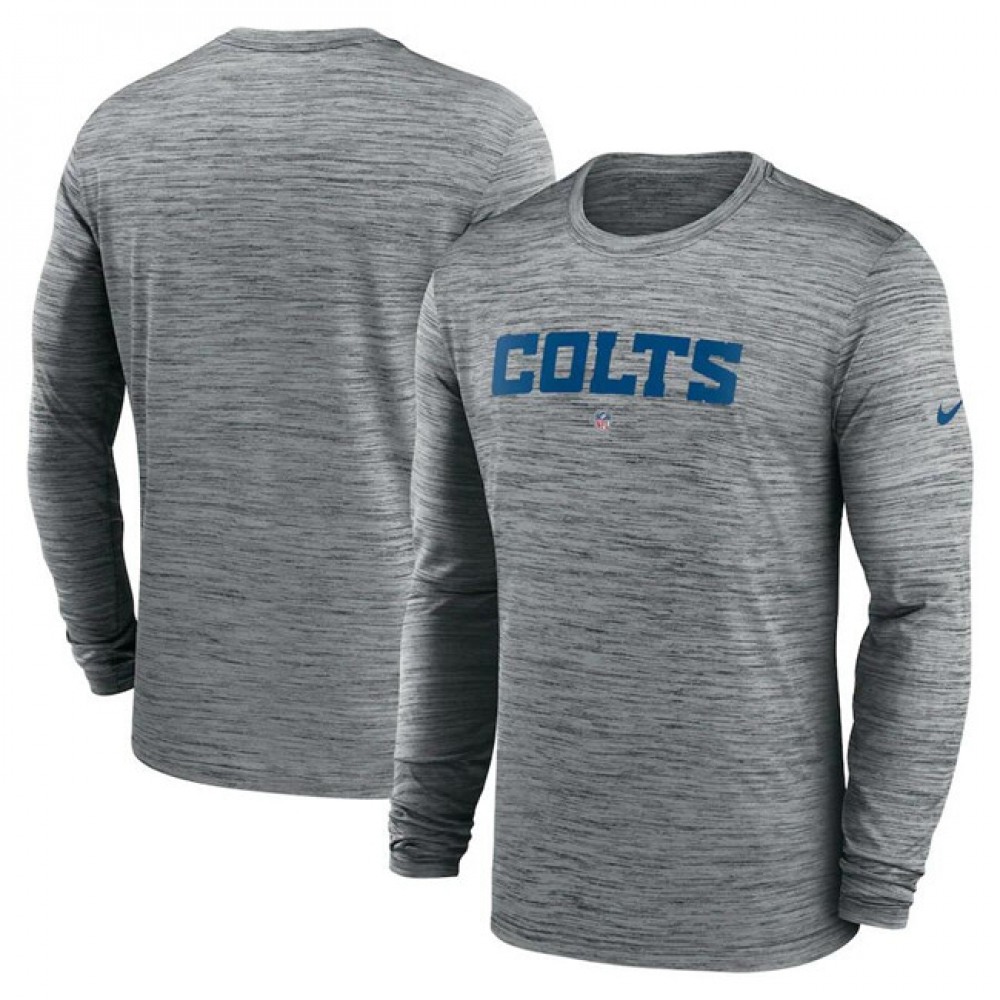 Men's Indianapolis Colts Heather Gray Sideline Team Velocity Performance Long Sleeve T-Shirt 1