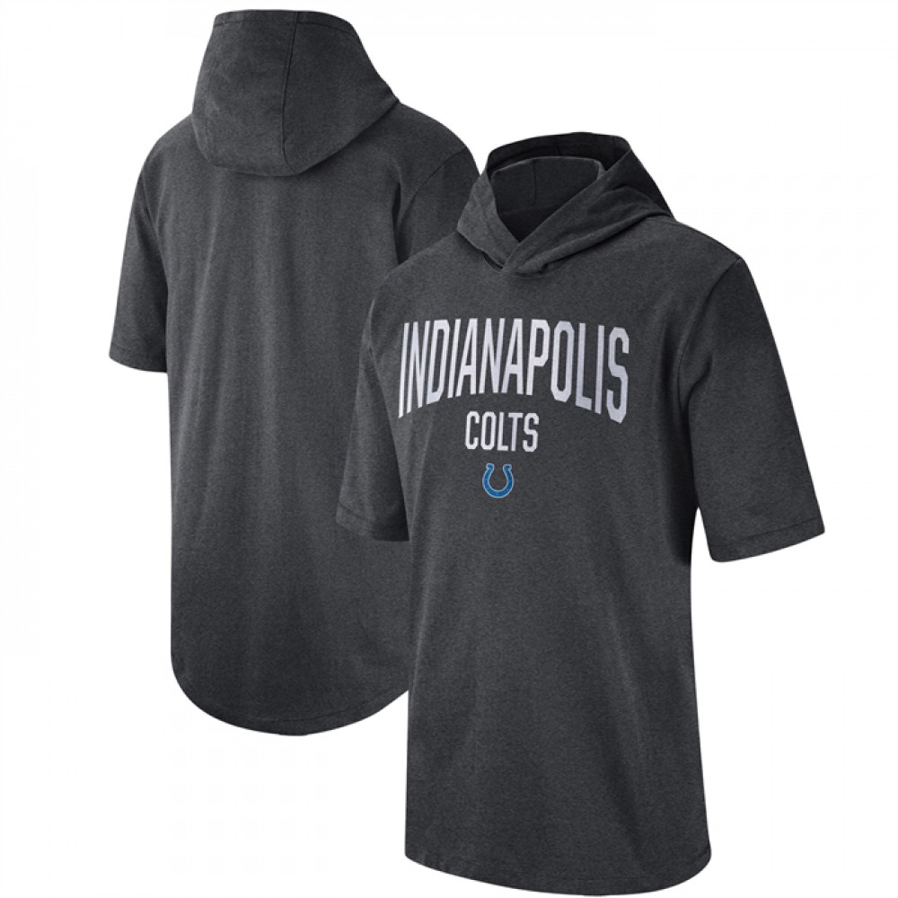 Men's Indianapolis Colts Heathered Charcoal Sideline Training Hoodie Performance T-Shirt 1