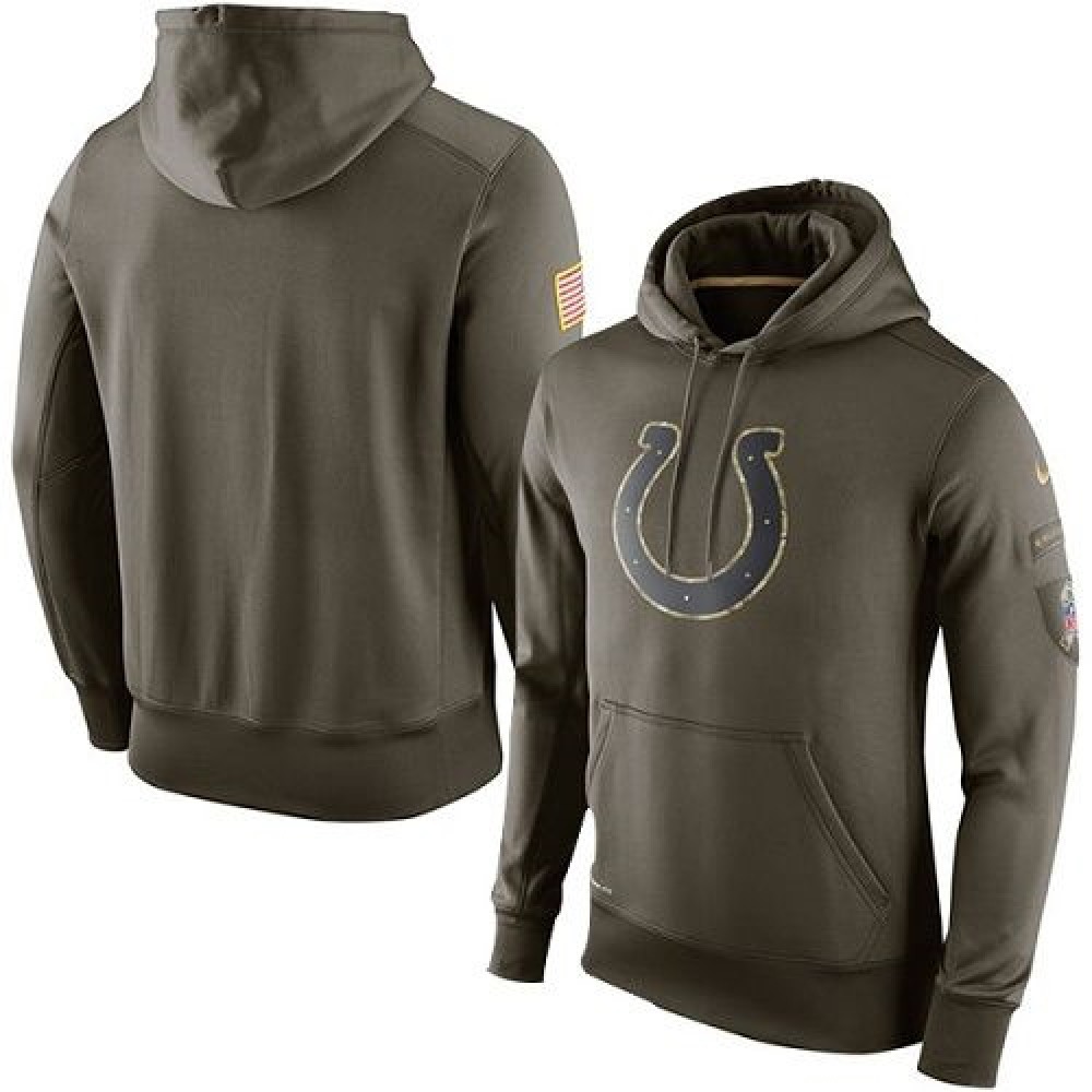 Men's Indianapolis Colts Olive Salute To Service KO Performance Hoodie 1