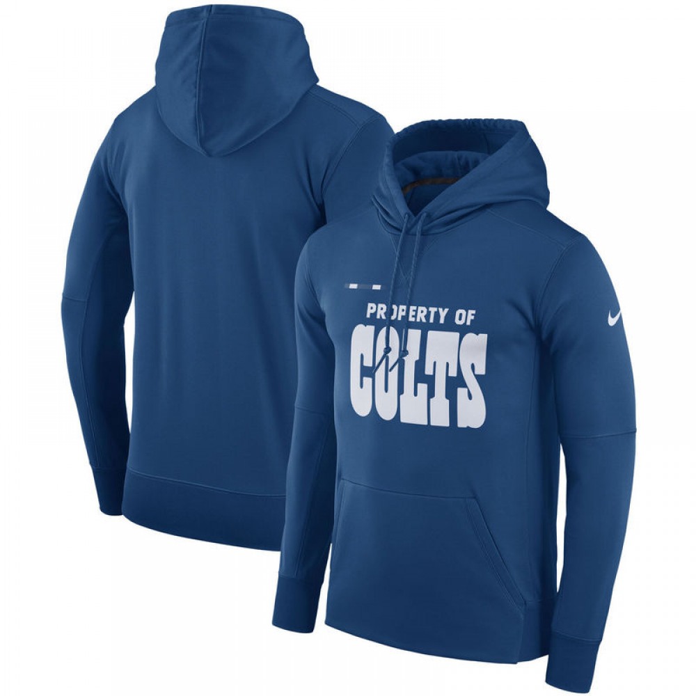 Men's Indianapolis Colts Royal Sideline Property Of Performance Pullover Hoodie 1