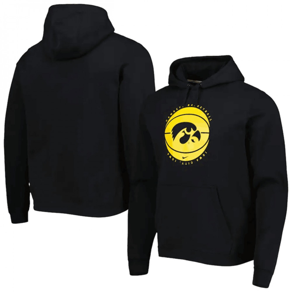 Men's Iowa Hawkeyes Black Basketball Pullover Hoodie 1