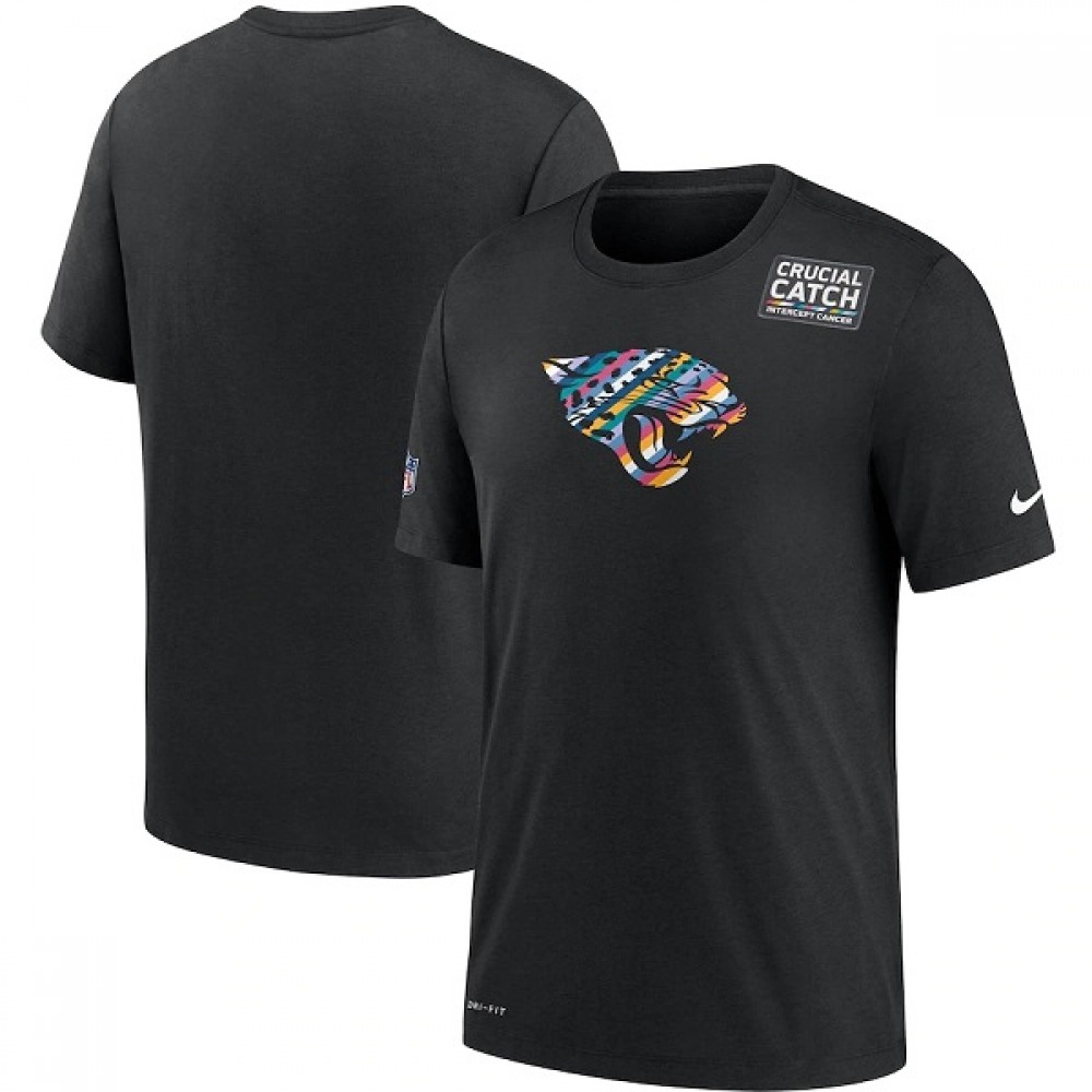 Men's Jacksonville Jaguars 2020 Black Sideline Crucial Catch Performance T-Shirt 1