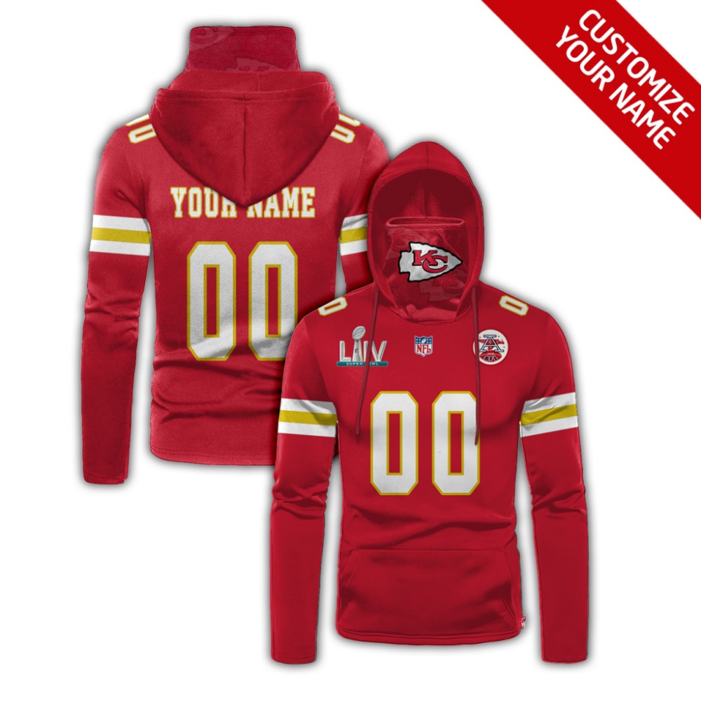 Men's Kansas City Chiefs 2020 Red With Super Bowl Patch Customize Hoodie Mask 1