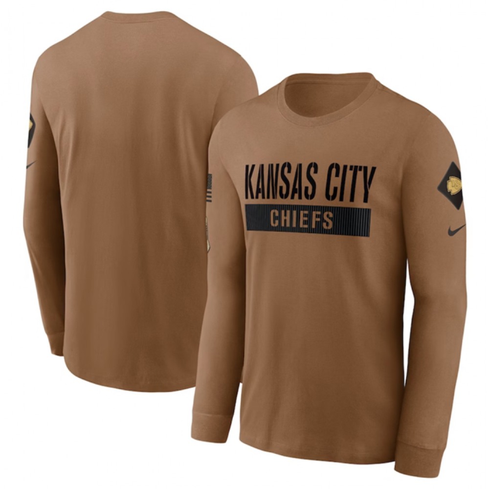 Men's Kansas City Chiefs 2023 Brown Salute To Service Long Sleeve T-Shirt 1