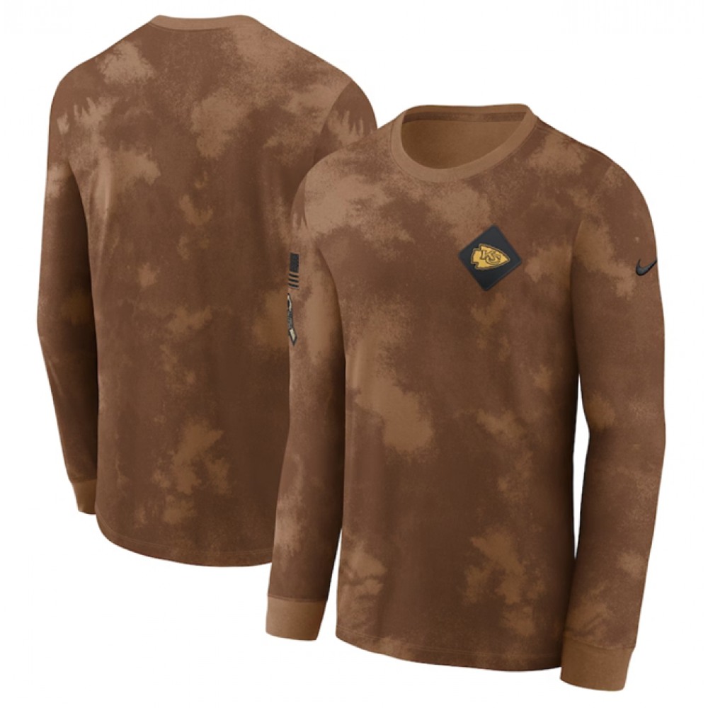 Men's Kansas City Chiefs Brown 2023 Salute To Service Long Sleeve T-Shirt 1