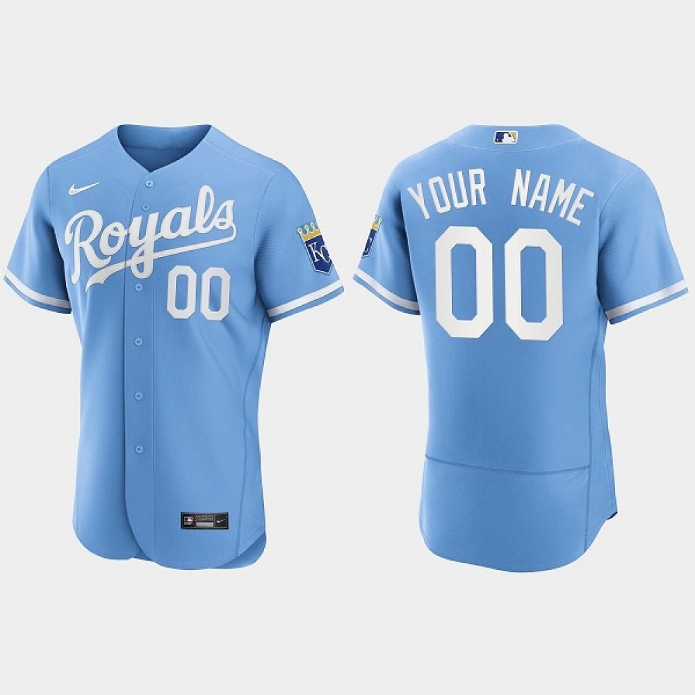 Men's Kansas City Royals ACTIVE PLAYER Custom Light Blue Flex Base Stitched Jersey 1
