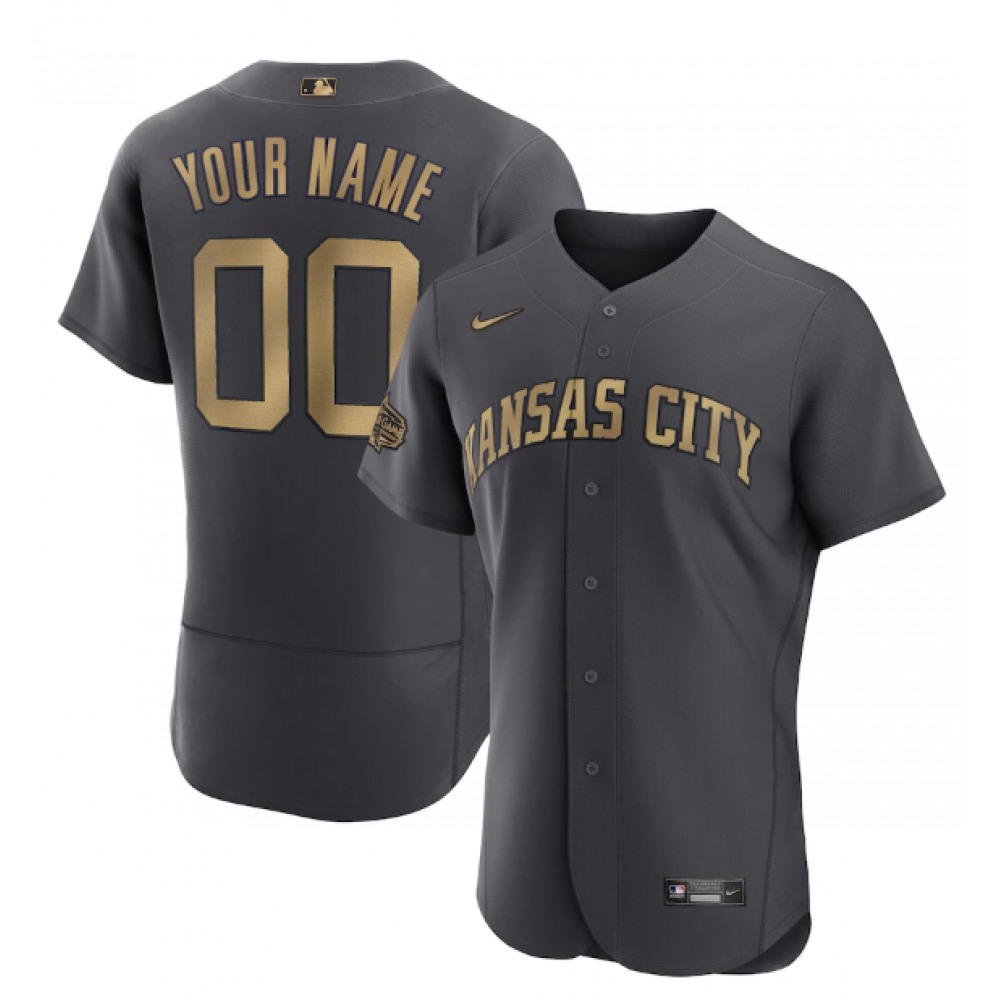 Men's Kansas City Royals ACTIVE Player Custom 2022 All-Star Charcoal Flex Base Stitched MLB Jersey 1