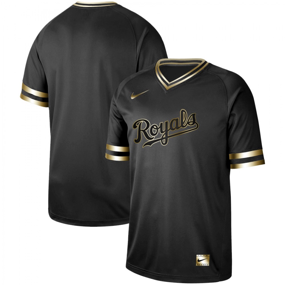 Men's Kansas City Royals Blank Black Gold Stitched MLB Jersey 1