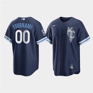 Men's Kansas City Royals Customized 2022 Navy City Connect Stitched Baseball Jersey