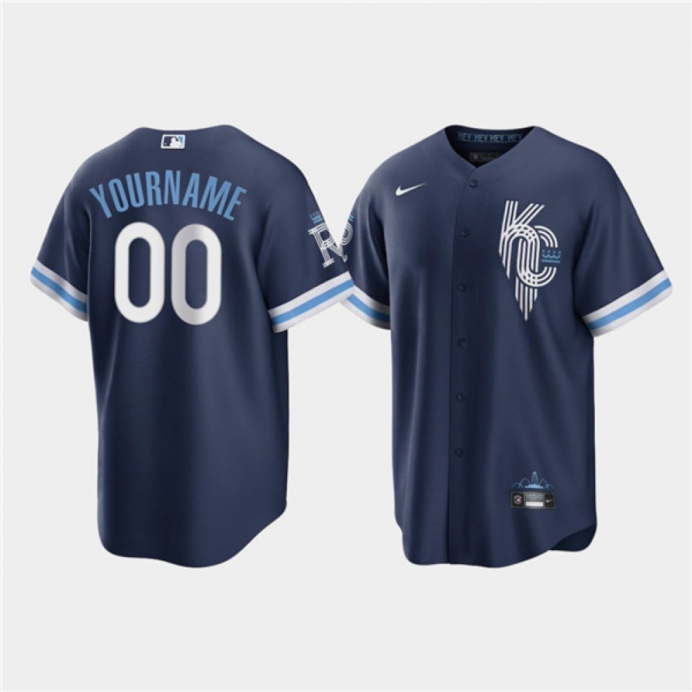 Men's Kansas City Royals Customized 2022 Navy City Connect Stitched Baseball Jersey 1