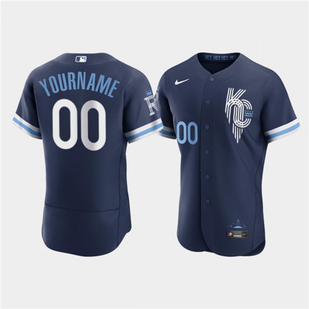 Men's Kansas City Royals Customized 2022 Navy City Connect Stitched Baseball Jersey 1