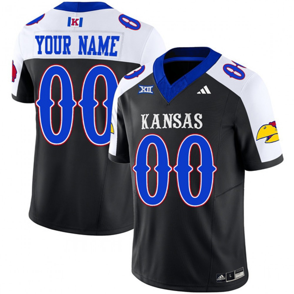 Men's Kansas Jayhawks ACTIVE PLAYER Custom Black/White 2023 F.U.S.E. Vapor Limited Stitched Jersey 1