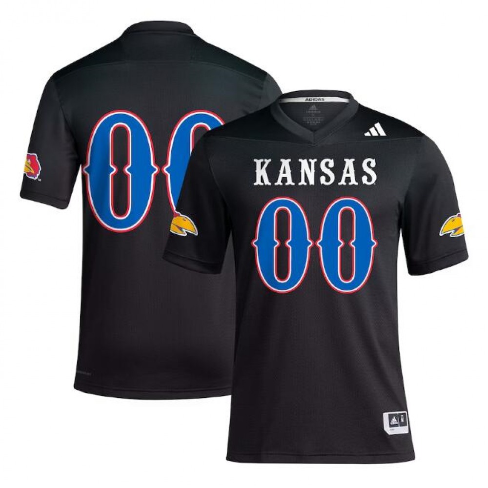 Men's Kansas Jayhawks Custom Black Stitched Football Jersey 1