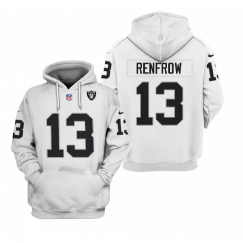 Men's Las Vegas Raiders #13 Hunter Renfrow 2021 White Pullover Hoodie 1
