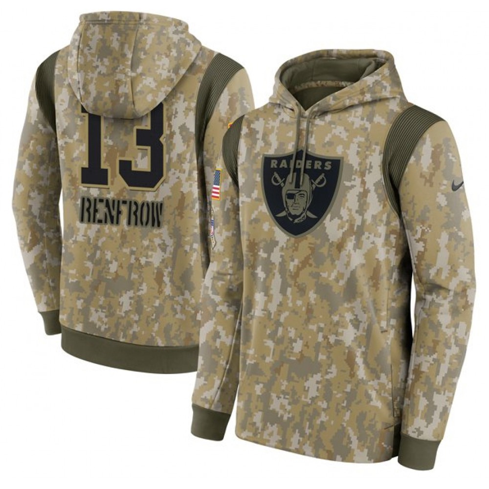 Men's Las Vegas Raiders #13 Hunter Renfrow Camo 2021 Salute To Service Therma Performance Pullover Hoodie 1