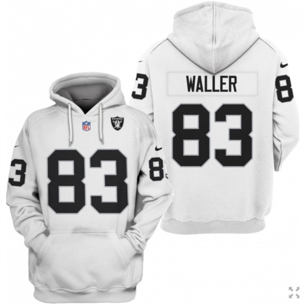 Men's Las Vegas Raiders #83 Darren Waller 2021 White Pullover Hoodie 1