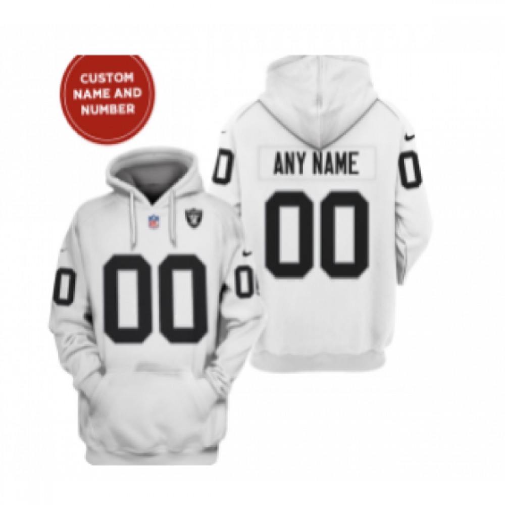 Men's Las Vegas Raiders Active Player Custom 2021 White Pullover Hoodie 1