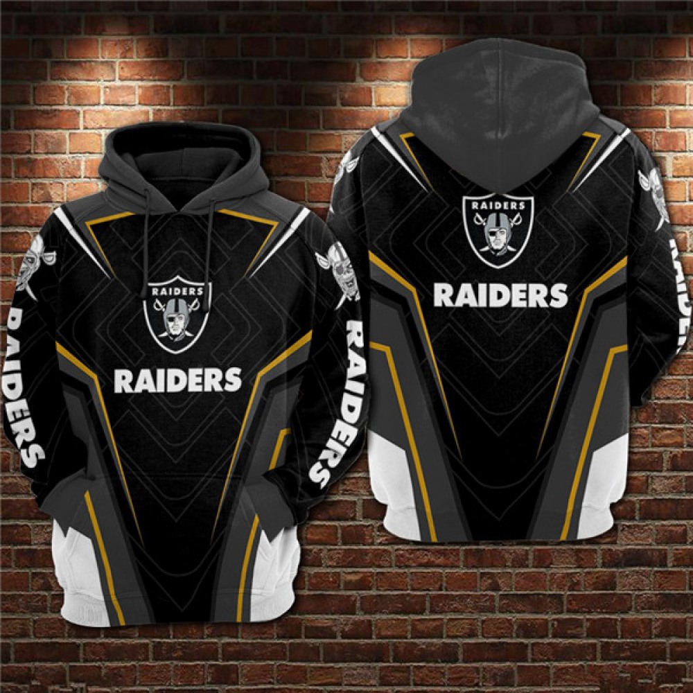 Men's Las Vegas Raiders Black/Grey 3D All Over Print Pullover Hoodie 1