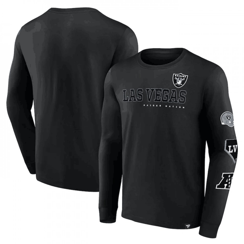 Men's Las Vegas Raiders Black High Whip Pitcher Long Sleeve T-Shirt 1