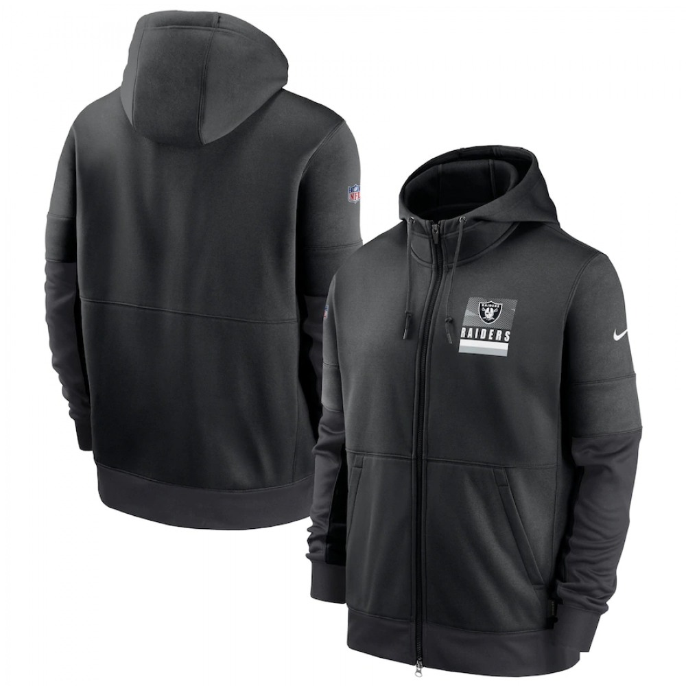 Men's Las Vegas Raiders Black Sideline Impact Lockup Performance Full-Zip Hoodie 1