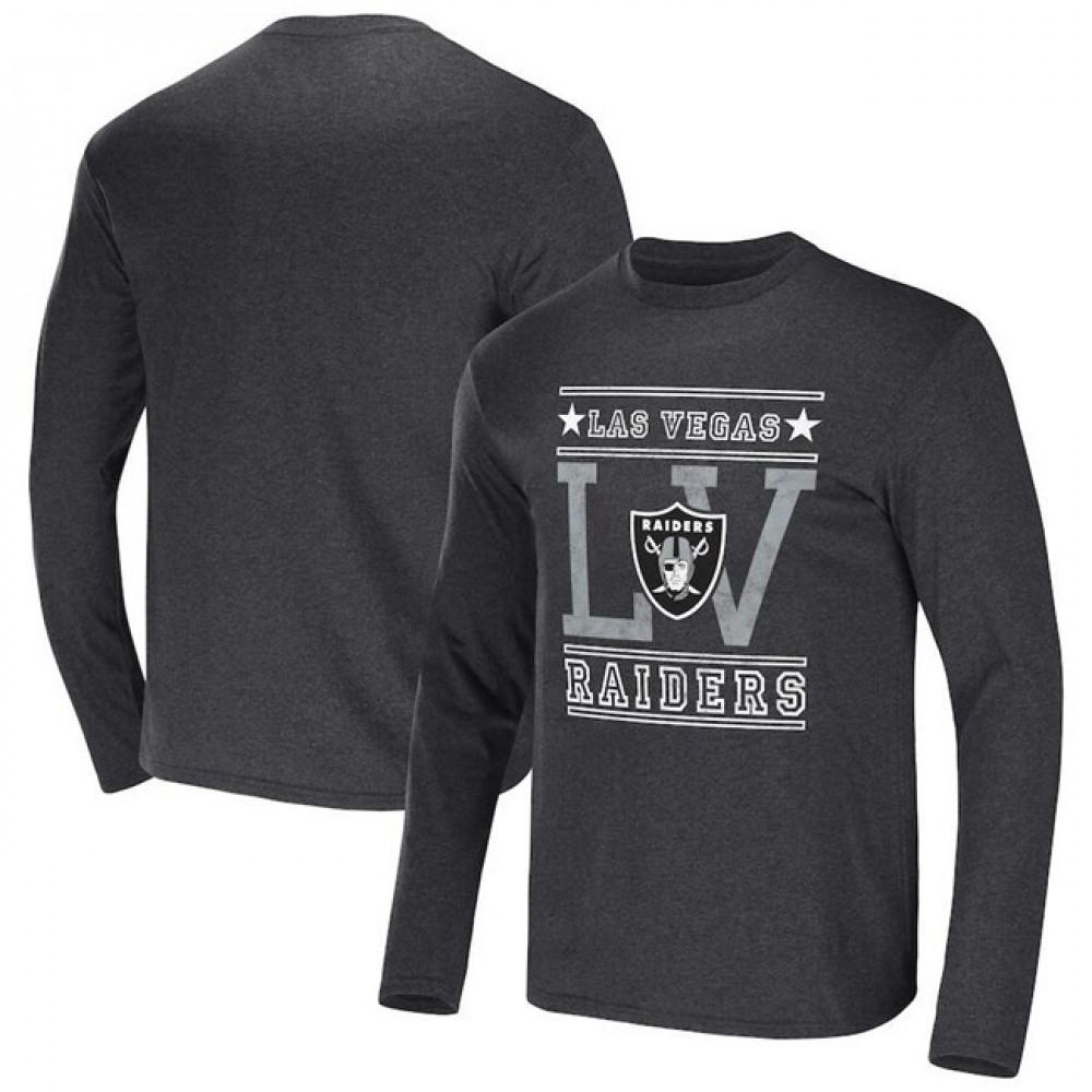 Men's Las Vegas Raiders Heathered Charcoal x Darius Rucker Collection Long Sleeve T-Shirt 1