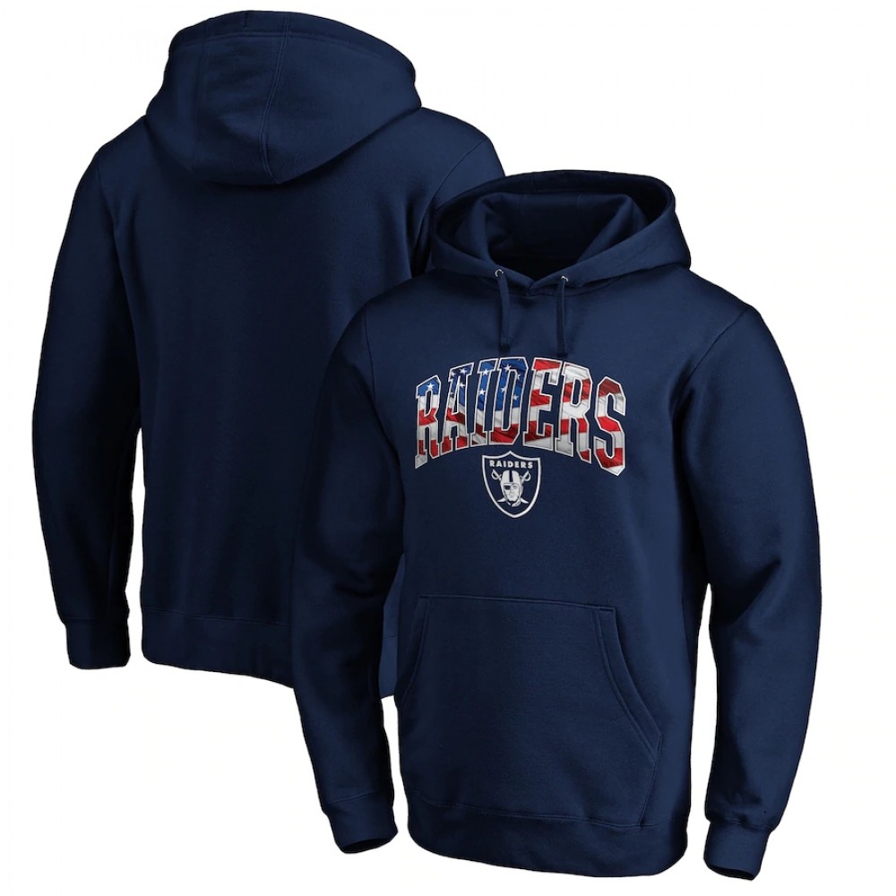 Men's Las Vegas Raiders Navy Banner Wave Pullover Hoodie 1