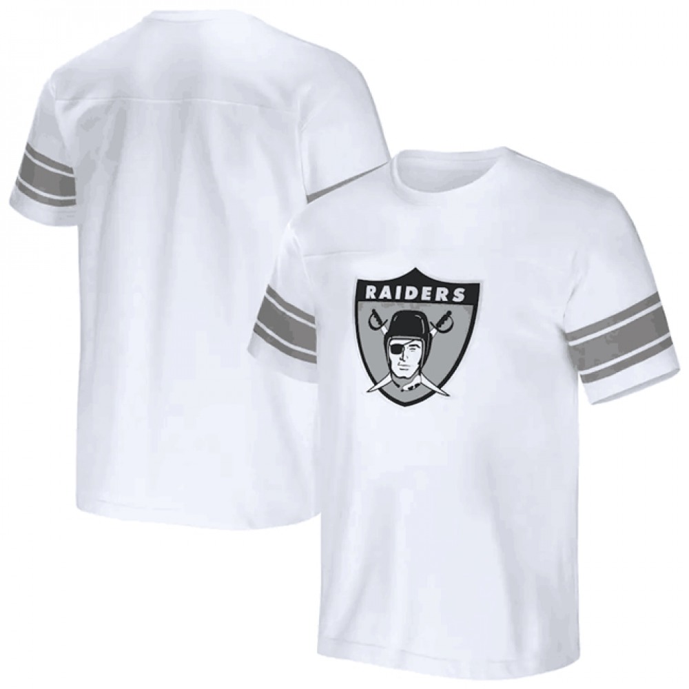 Men's Las Vegas Raiders White x Darius Rucker Collection Football Striped T-Shirt 1