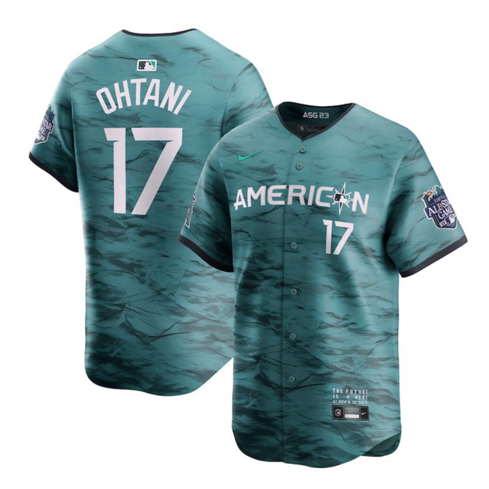 Men's Los Angeles Angels #17 Shohei Ohtani Teal 2023 All-star Cool Base Stitched Jersey 1