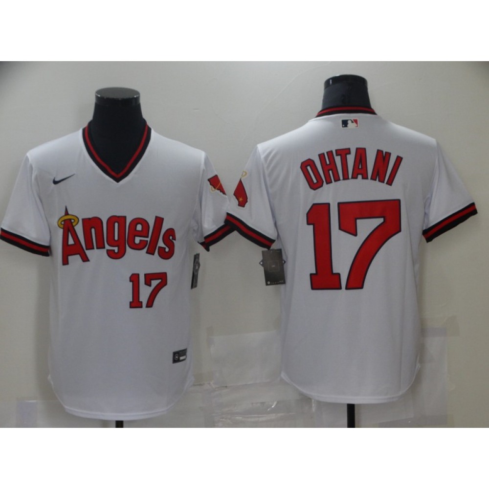 Men's Los Angeles Angels #17 Shohei Ohtani White Cool Base Stitched Baseball Jersey 1