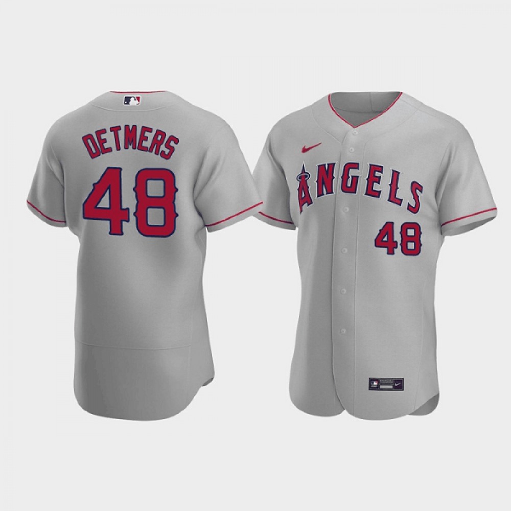 Men's Los Angeles Angels #48 Reid Detmers Grey Flex Base Stitched Jersey 1
