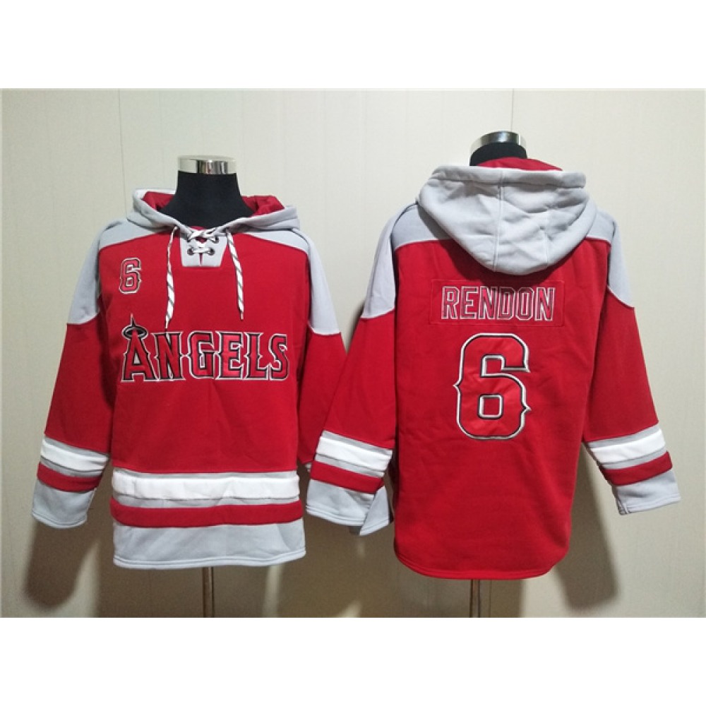 Men's Los Angeles Angels #6 Anthony Rendon Red Ageless Must-Have Lace-Up Pullover Hoodie 1