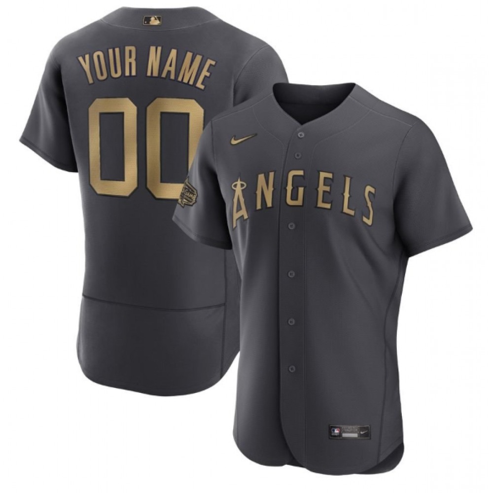 Men's Los Angeles Angels ACTIVE Player Custom 2022 All-star Charcoal Flex Base Stitched Jersey 1