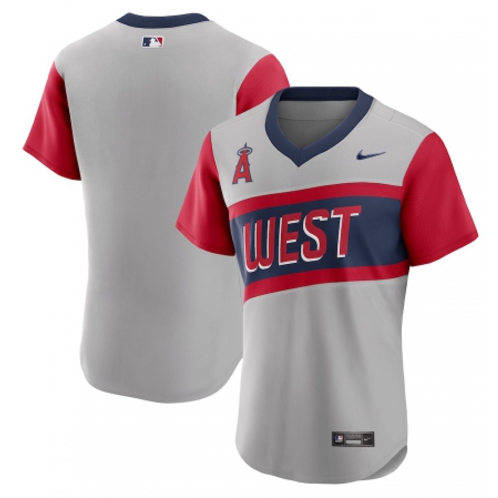 Men's Los Angeles Angels Blank 2021 Grey Little League Classic Road Flex Base Stitched MLB Jersey 1