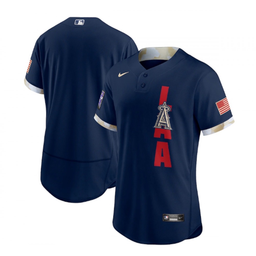 Men's Los Angeles Angels Blank 2021 Navy All-Star Flex Base Stitched MLB Jersey 1