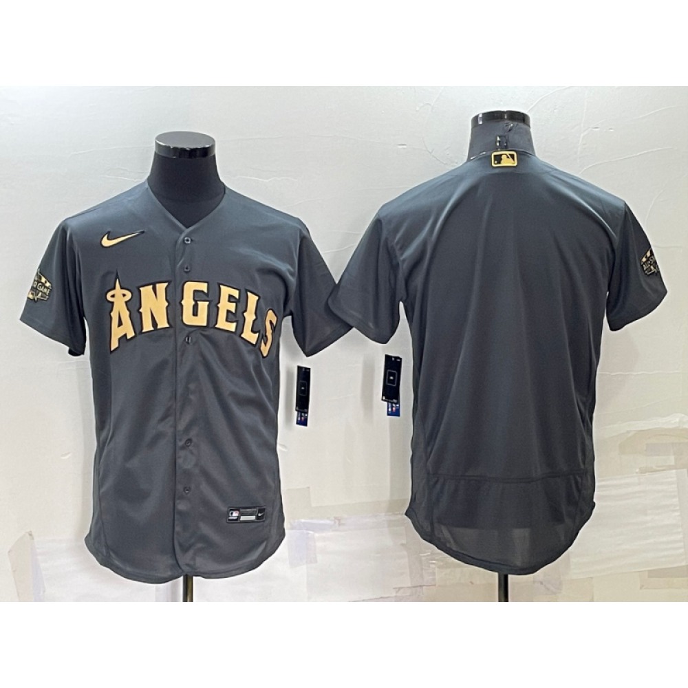 Men's Los Angeles Angels Blank 2022 All-star Charcoal Flex Base Stitched Jersey 1