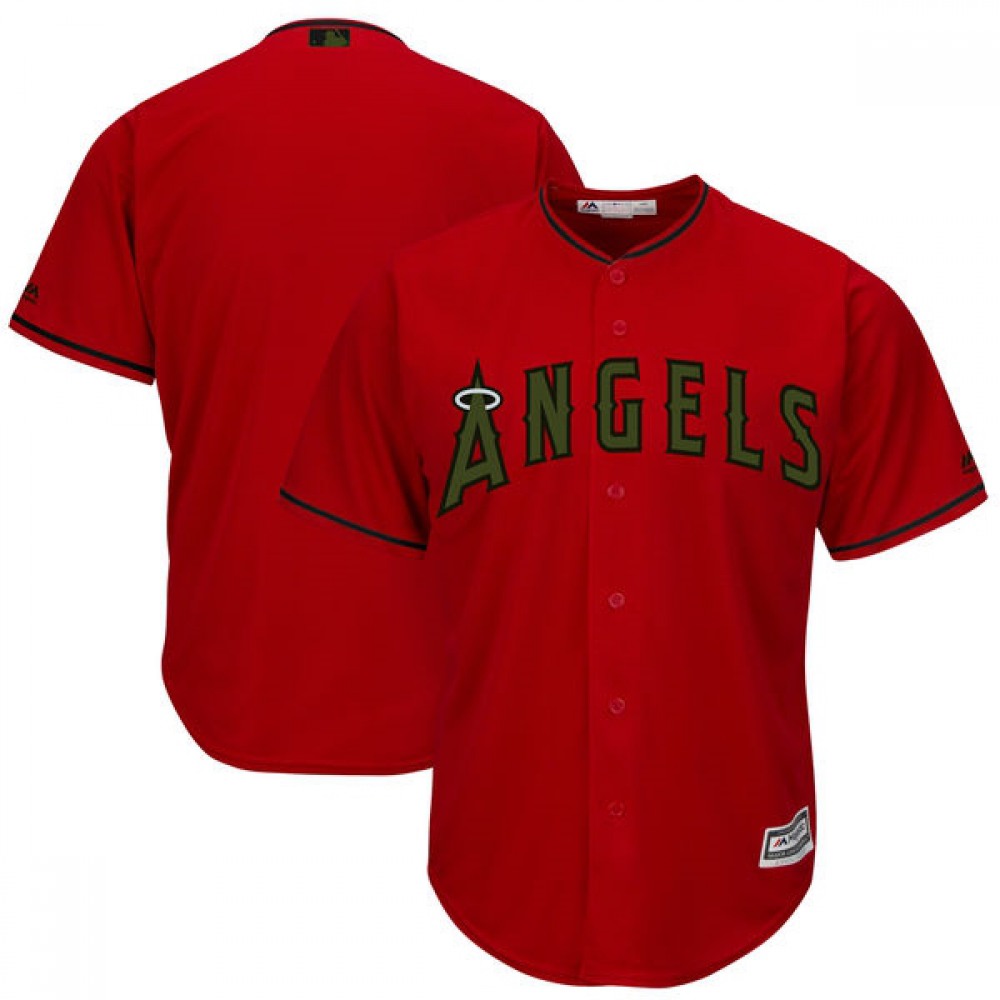 Men's Los Angeles Angels Blank Red 2018 Memorial Day Cool Base Stitched MLB Jersey 1