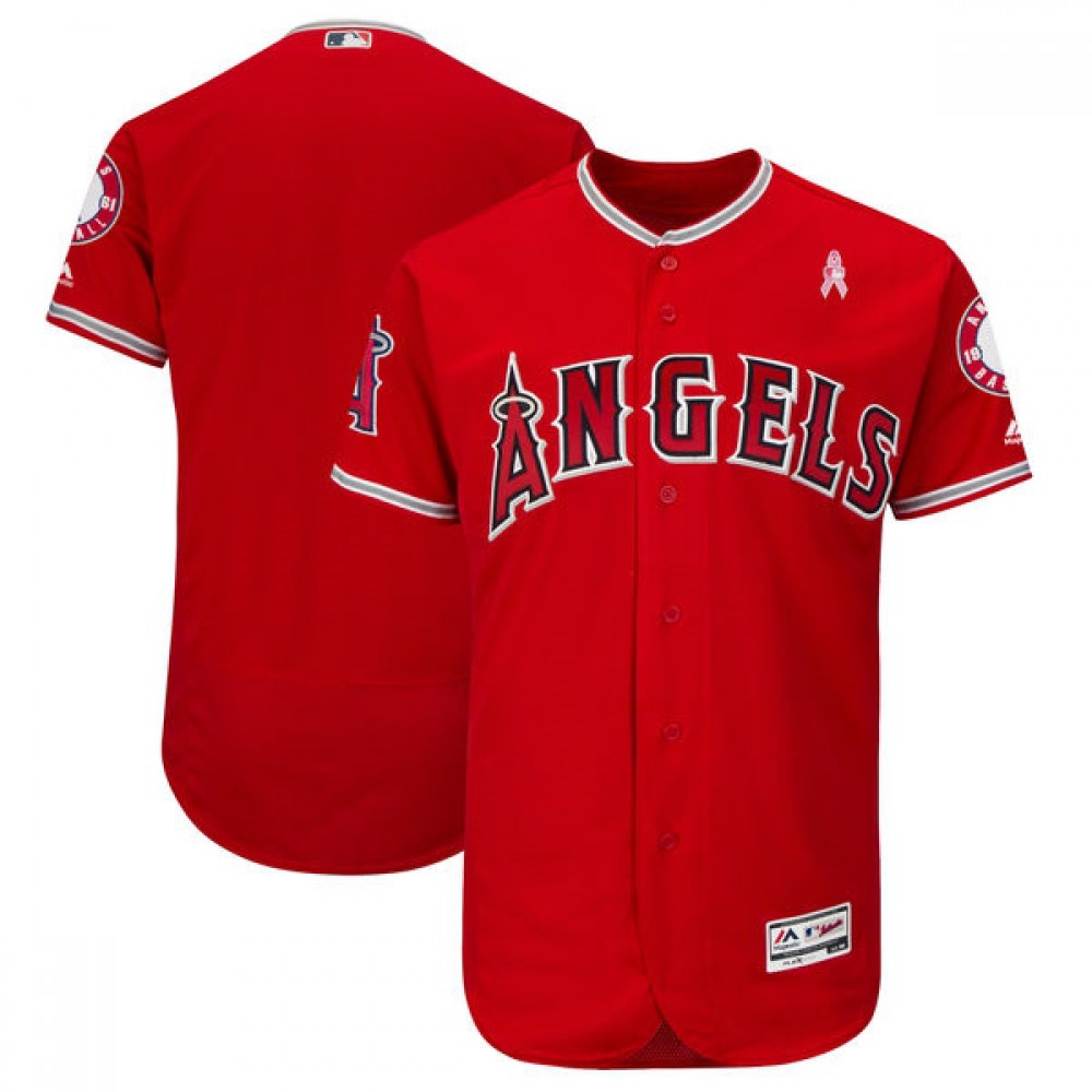 Men's Los Angeles Angels Red 2018 Mother's Day Flexbase Stitched MLB Jersey 1