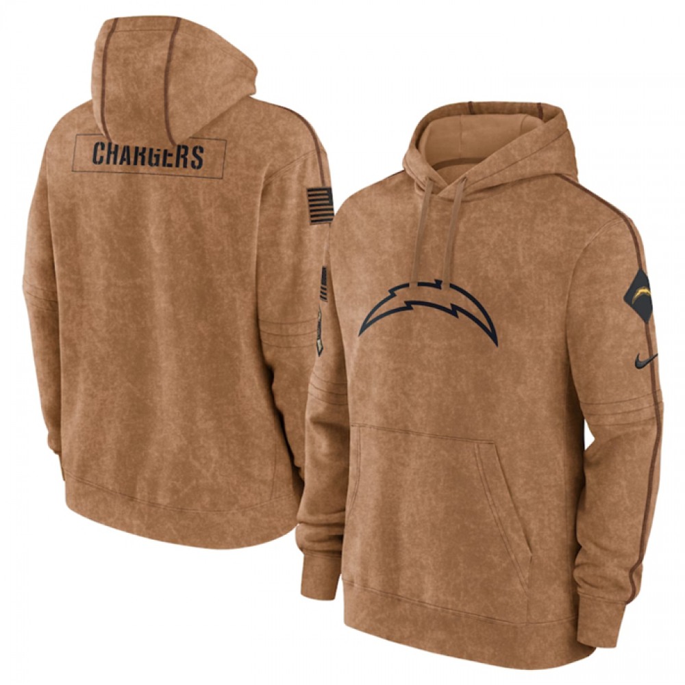 Men's Los Angeles Chargers 2023 Brown Salute to Service Pullover Hoodie 1