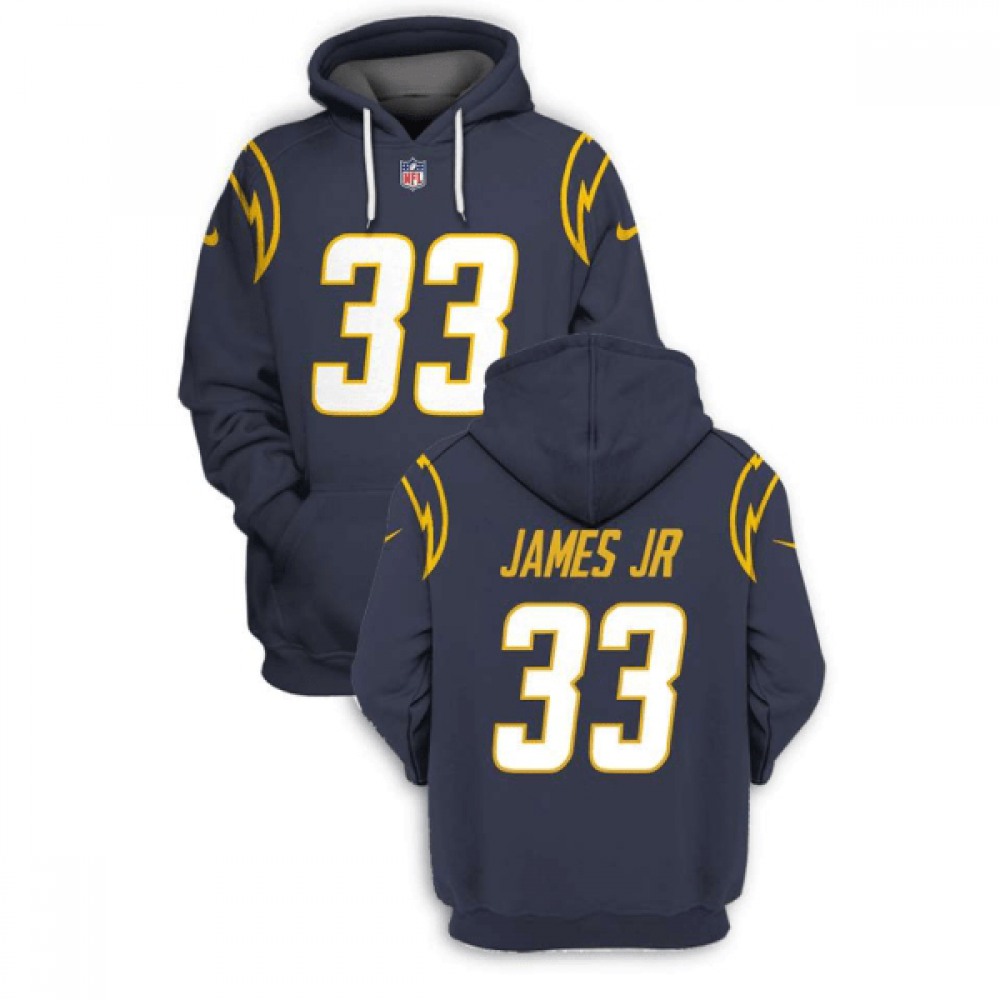 Men's Los Angeles Chargers #33 Derwin James JR 2021 Navy Pullover Hoodie 1