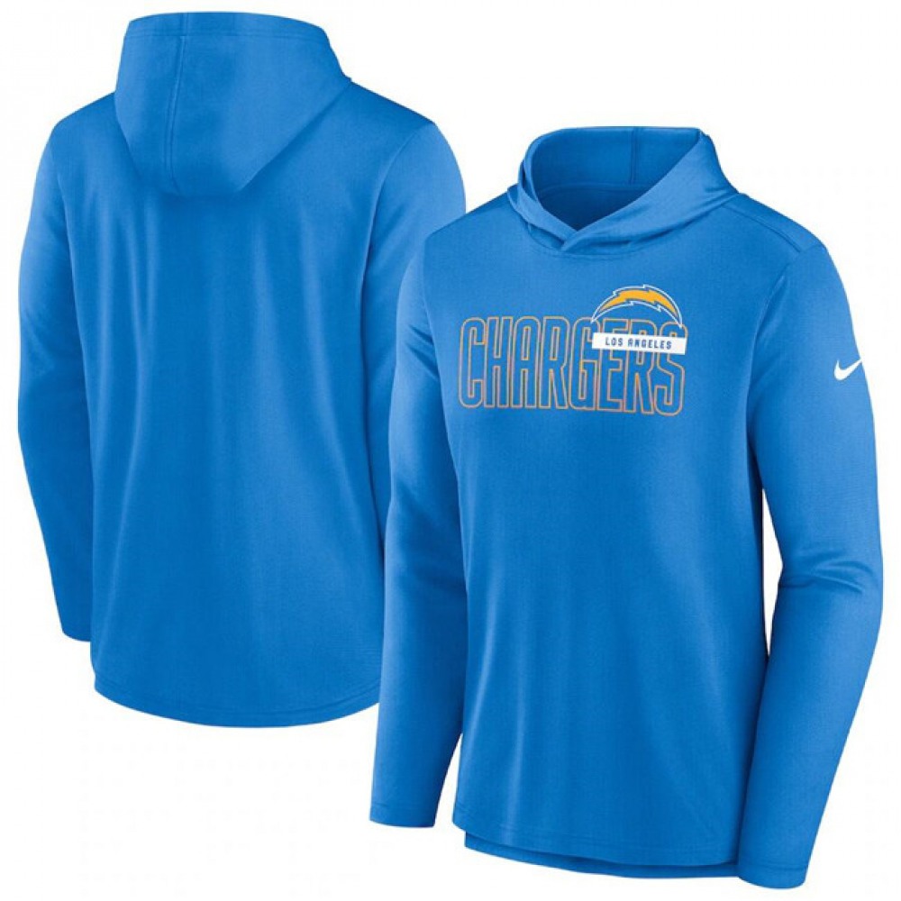 Men's Los Angeles Chargers Blue Lightweight Performance Hoodie 1