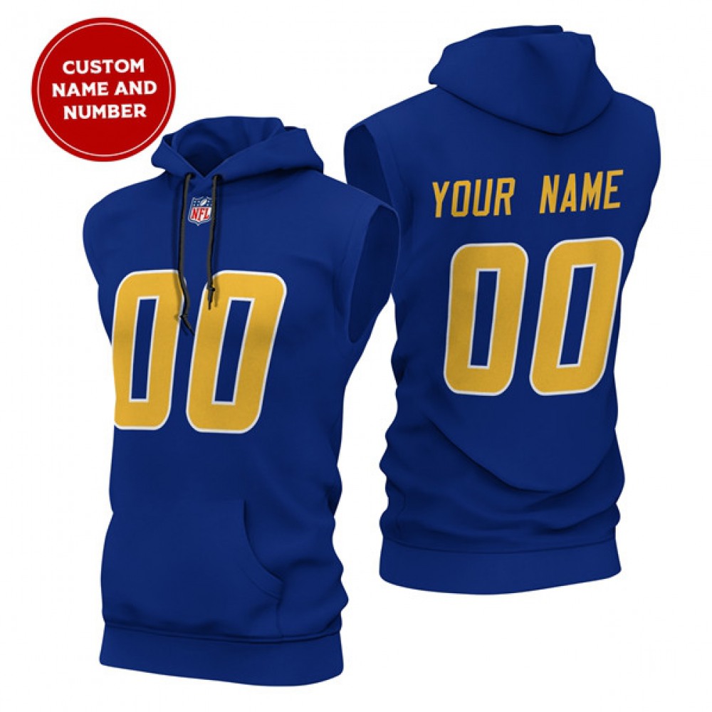 Men's Los Angeles Chargers Customized Royal Limited Edition Sleeveless Hoodie 1