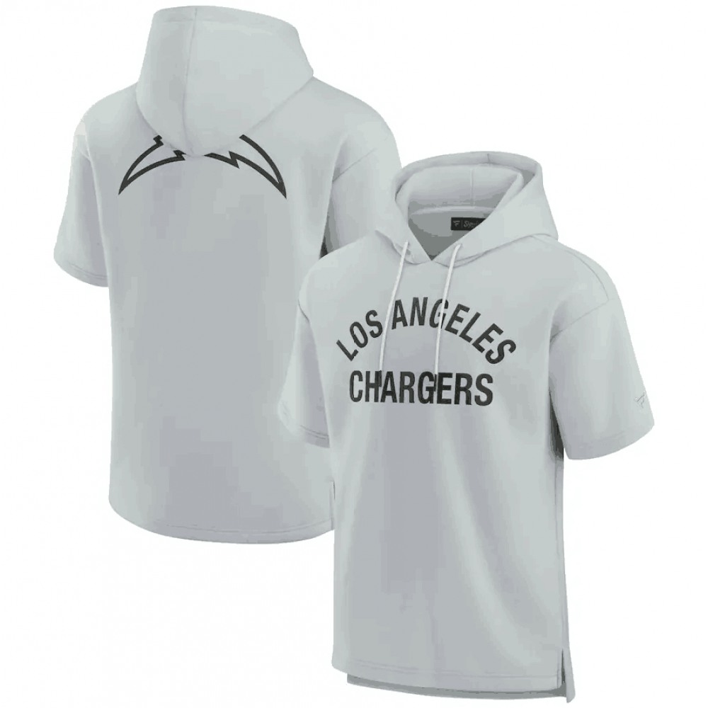 Men's Los Angeles Chargers Gray Super Soft Fleece Short Sleeve Hoodie 1
