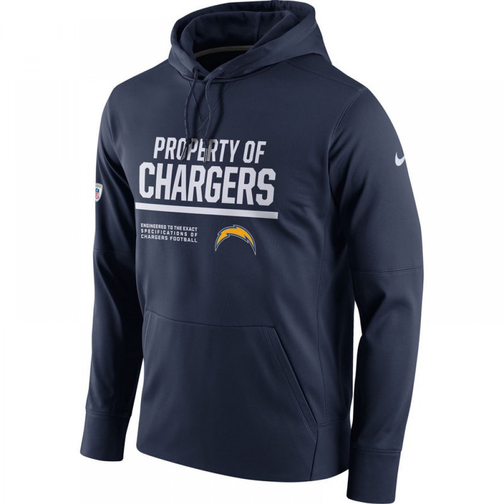 Men's Los Angeles Chargers Navy Circuit Property Of Performance Pullover Hoodie 1