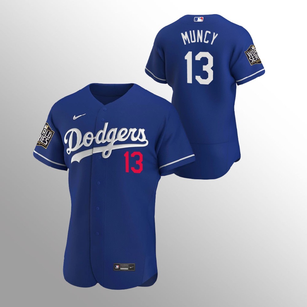 Men's Los Angeles Dodgers #13 Max Muncy Blue 2020 World Series Bound stitched Jersey 1