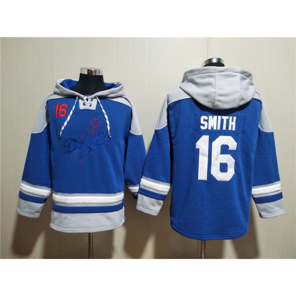 Men's Los Angeles Dodgers #16 Will Smith Blue Ageless Must-Have Lace-Up Pullover Hoodie 1
