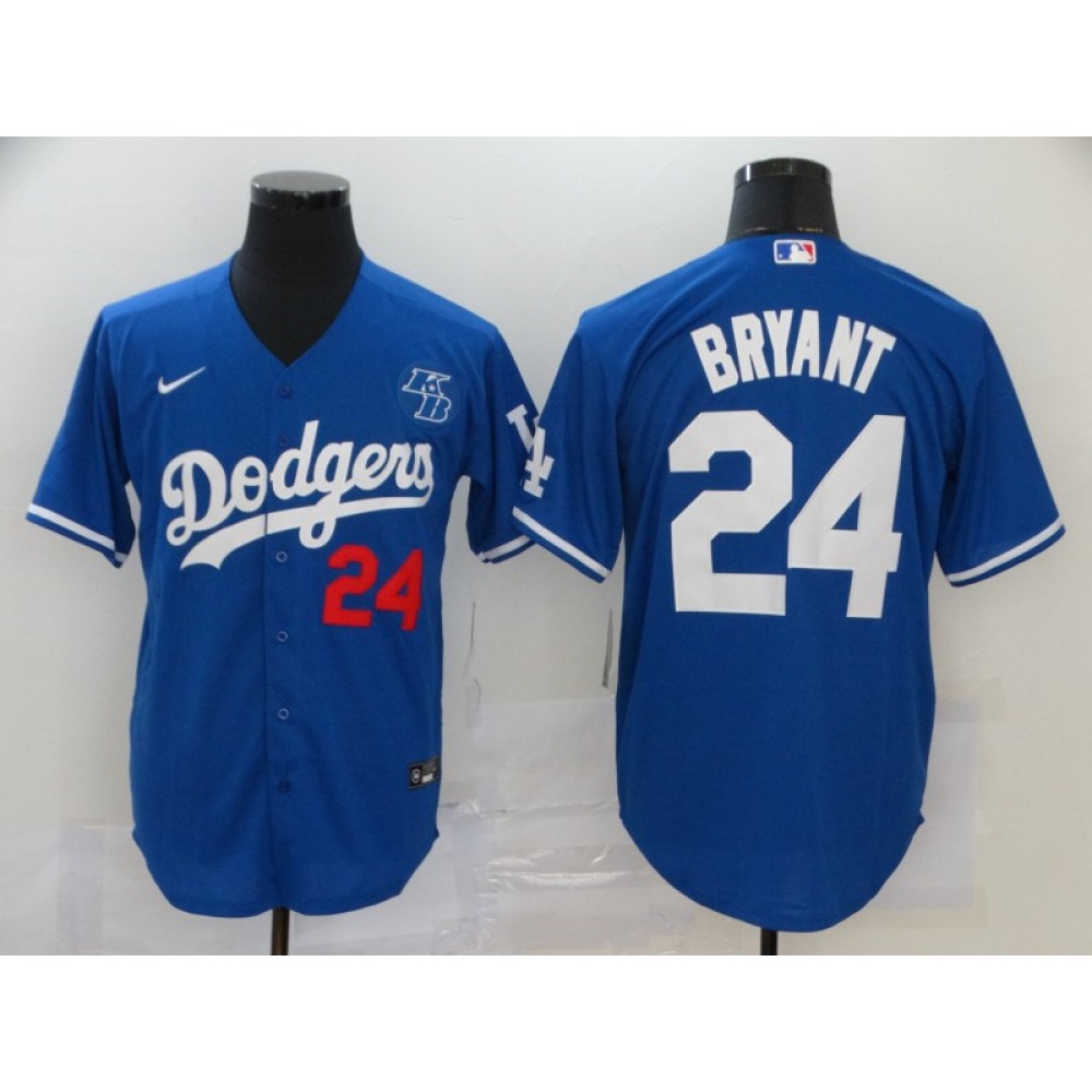 Men's Los Angeles Dodgers #24 Kobe Bryant Blue 2020 KB Patch Cool Base Stitched Jersey 1